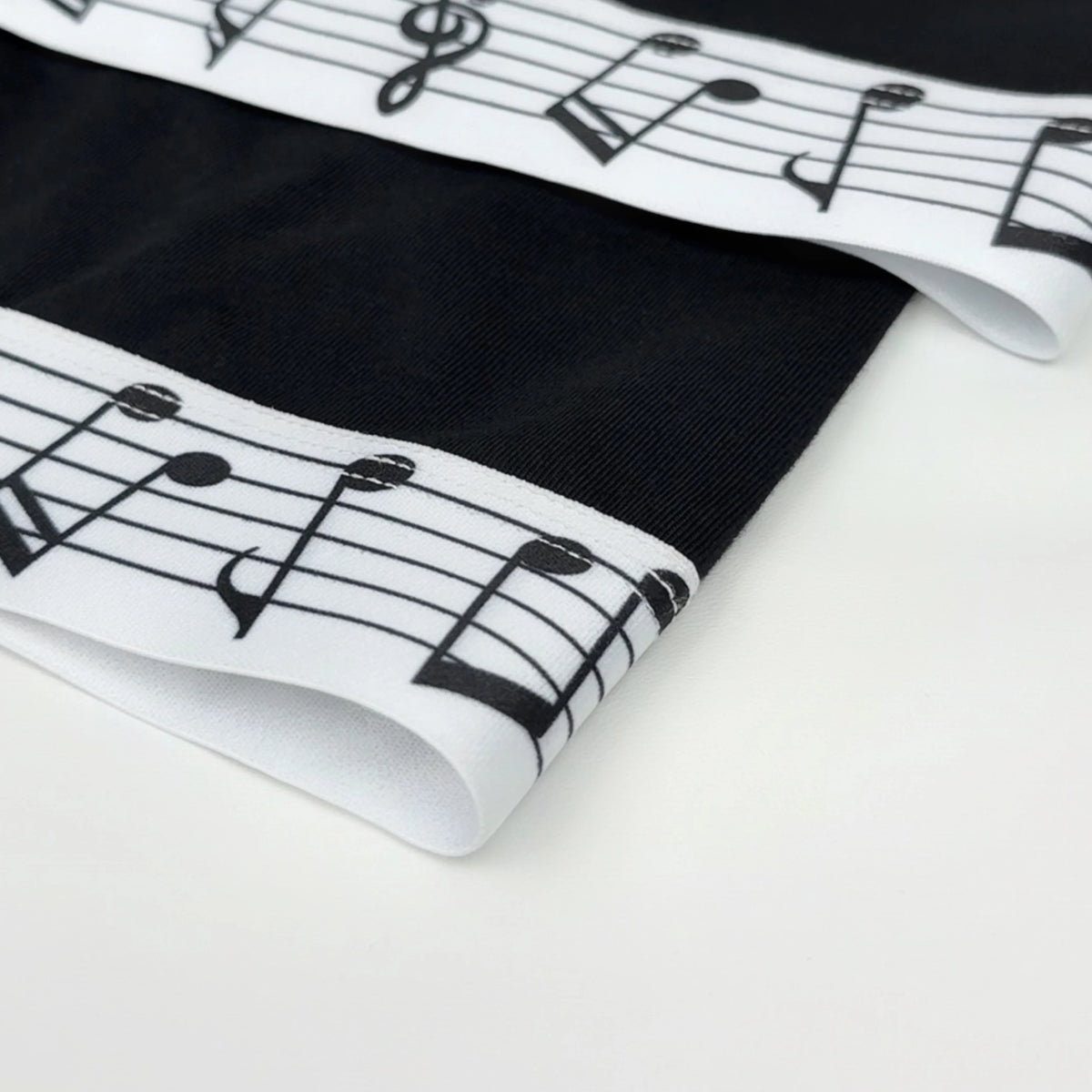 Moire Music Note Mid-Rise Briefs - Music-note waistband close-up