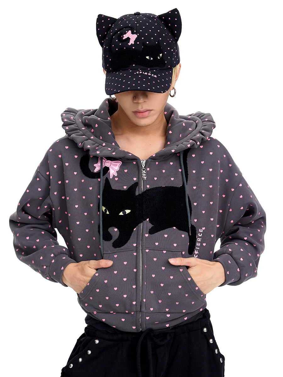 CFIERCE Black Cat-Ear Baseball Cap - styled front view