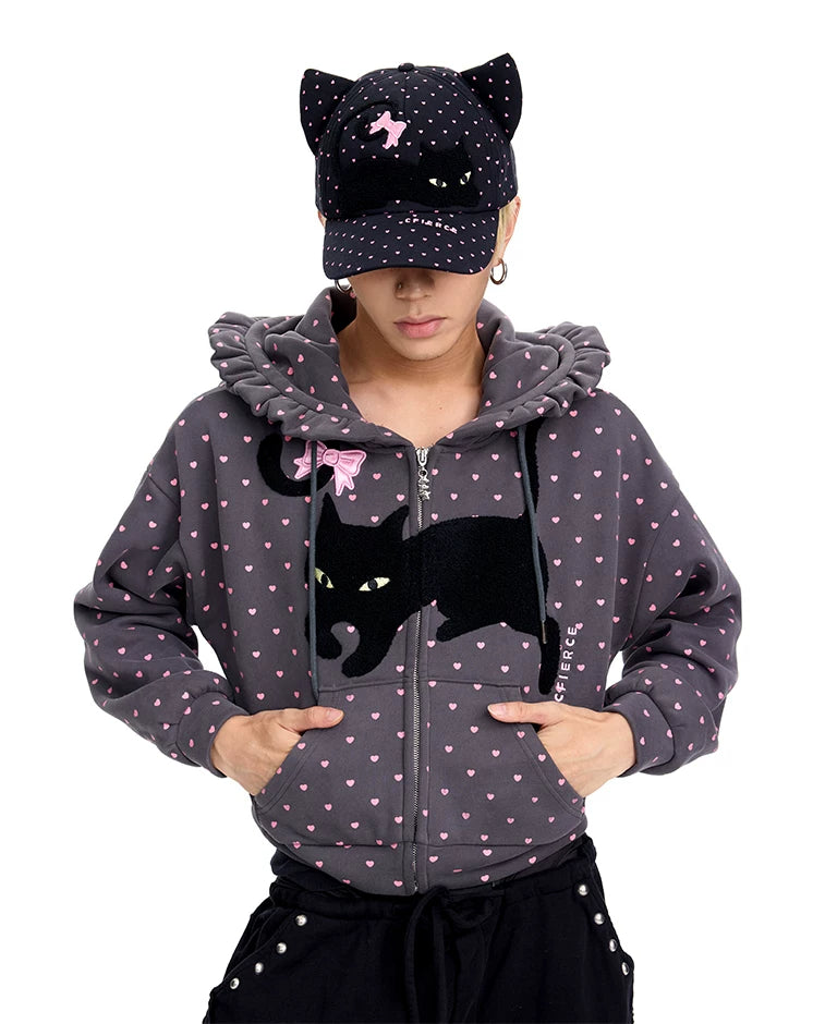 CFIERCE Black Cat-Ear Baseball Cap - model front view