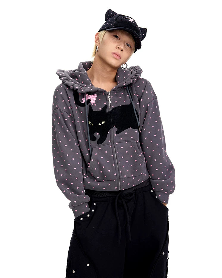 CFIERCE Black Cat-Ear Baseball Cap - model angled view