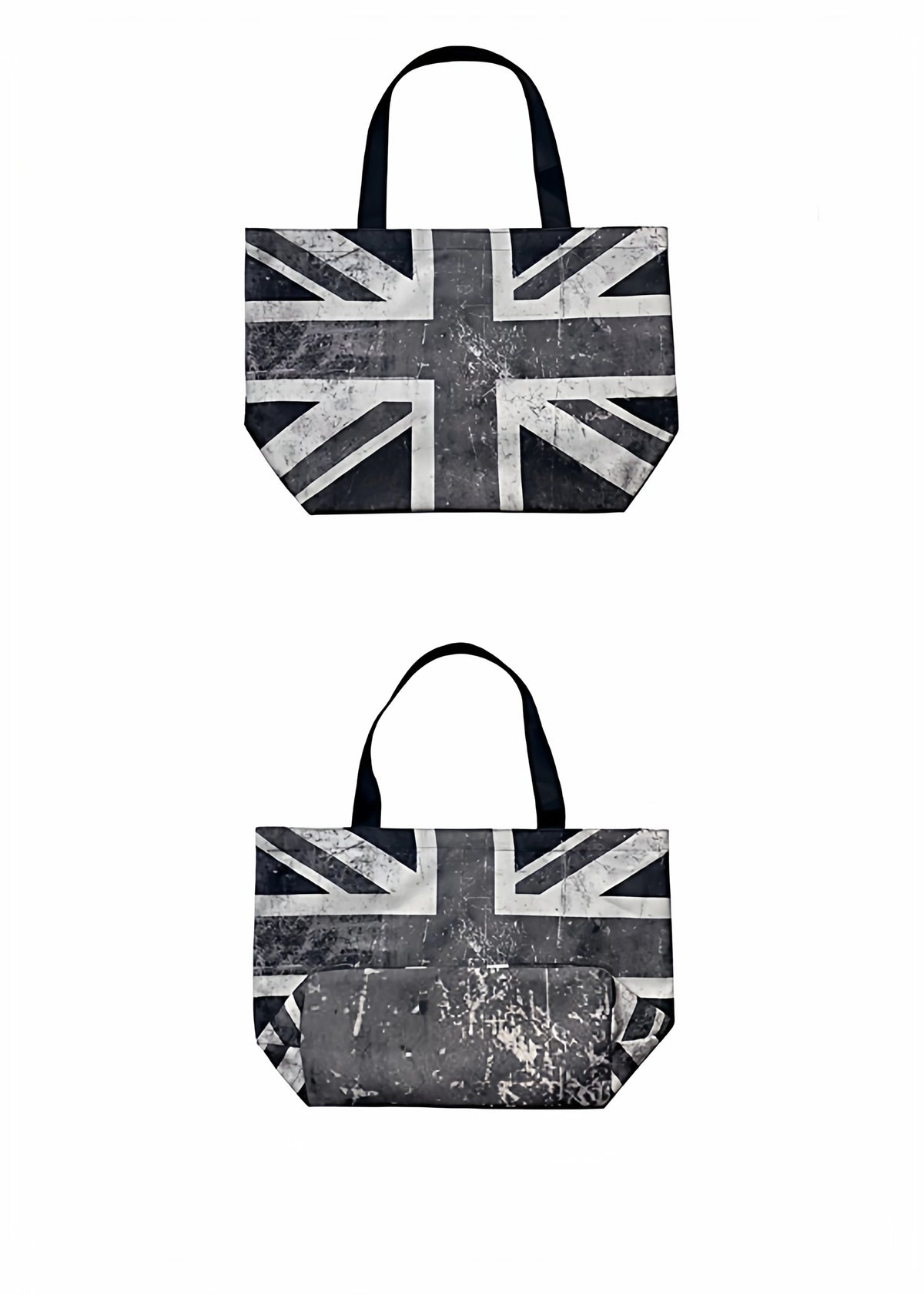 ArtByTastybabe Distressed Flag Large Canvas Tote Bag - Gray flat lay