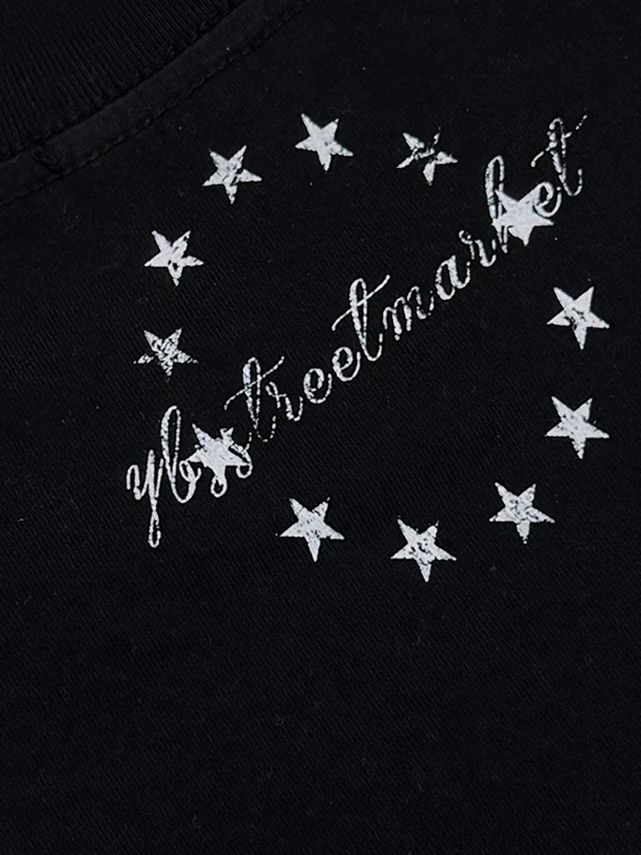 Tabloid Magazine Cover Print Long Sleeve Tee - Back neck star script print detail