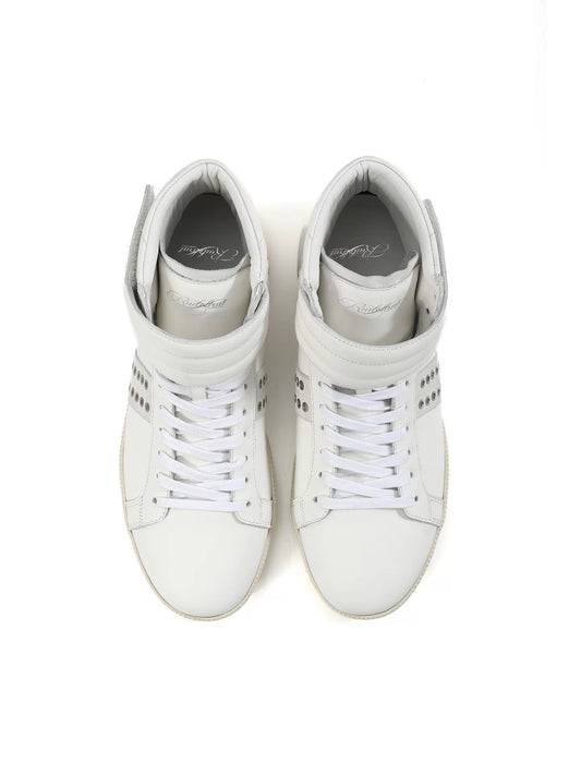 noEmosen Studded Leather High-Top Sneakers - White top view