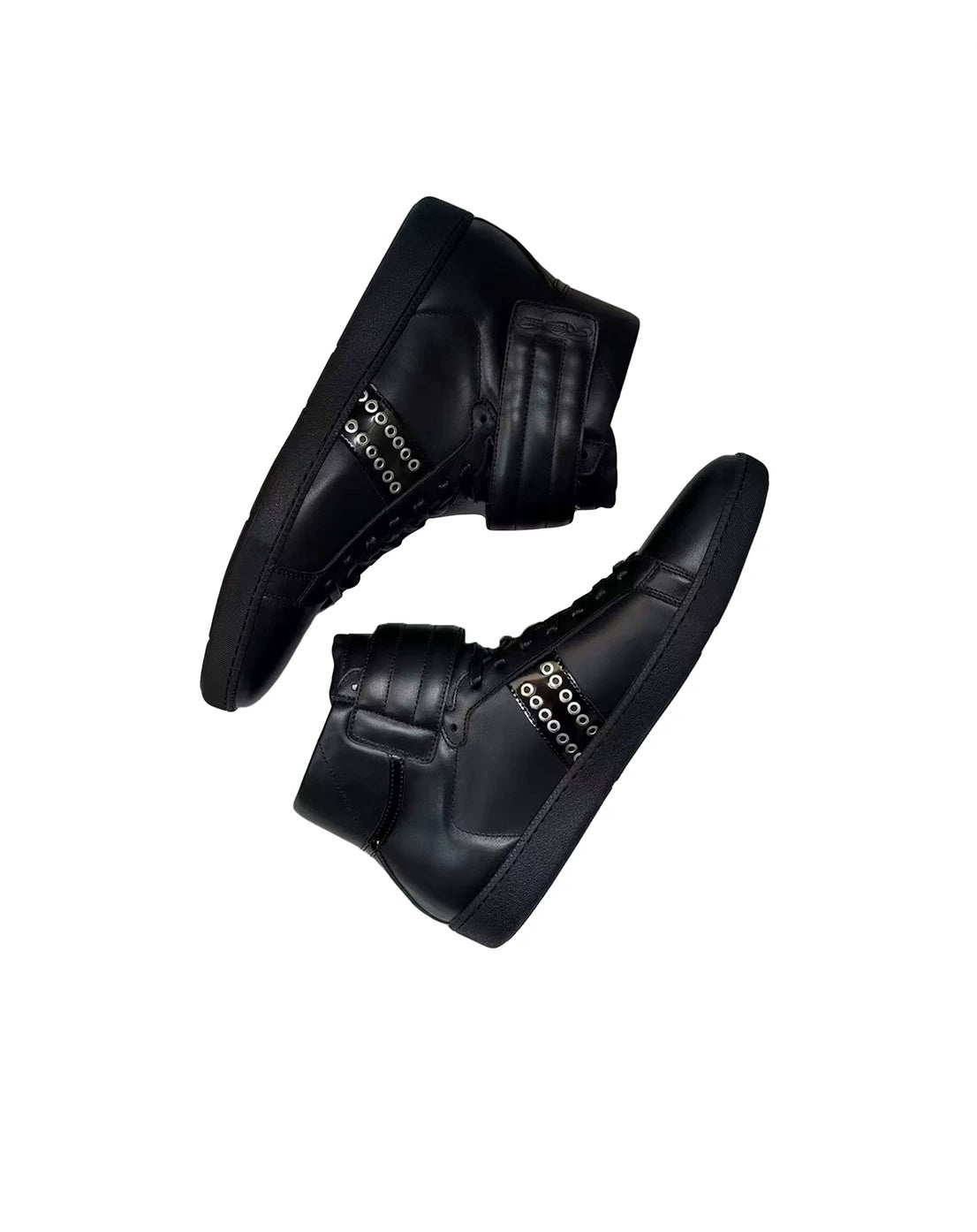 noEmosen Studded Leather High-Top Sneakers - Black pair angled view