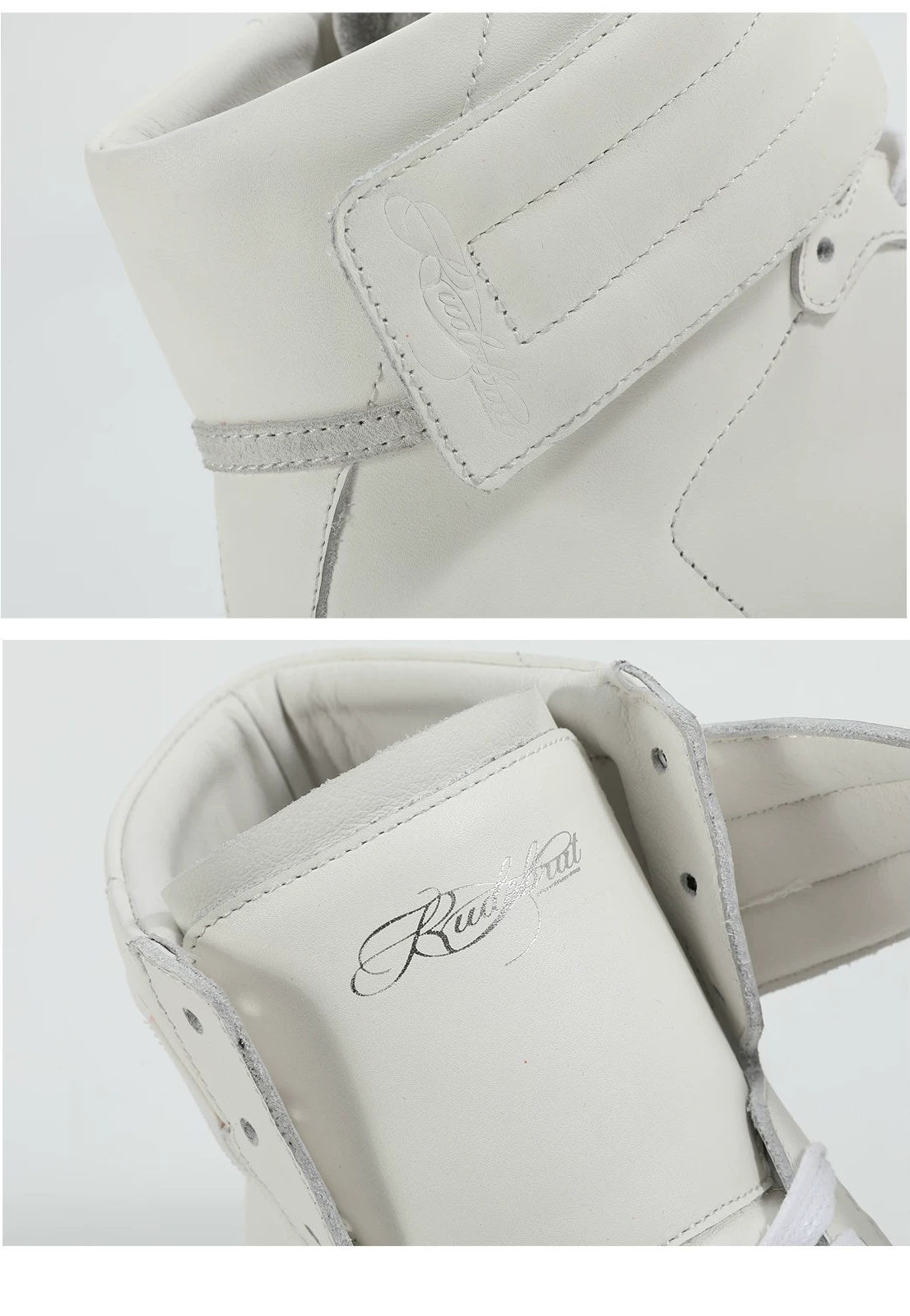 noEmosen Studded Leather High-Top Sneakers - White strap and heel details