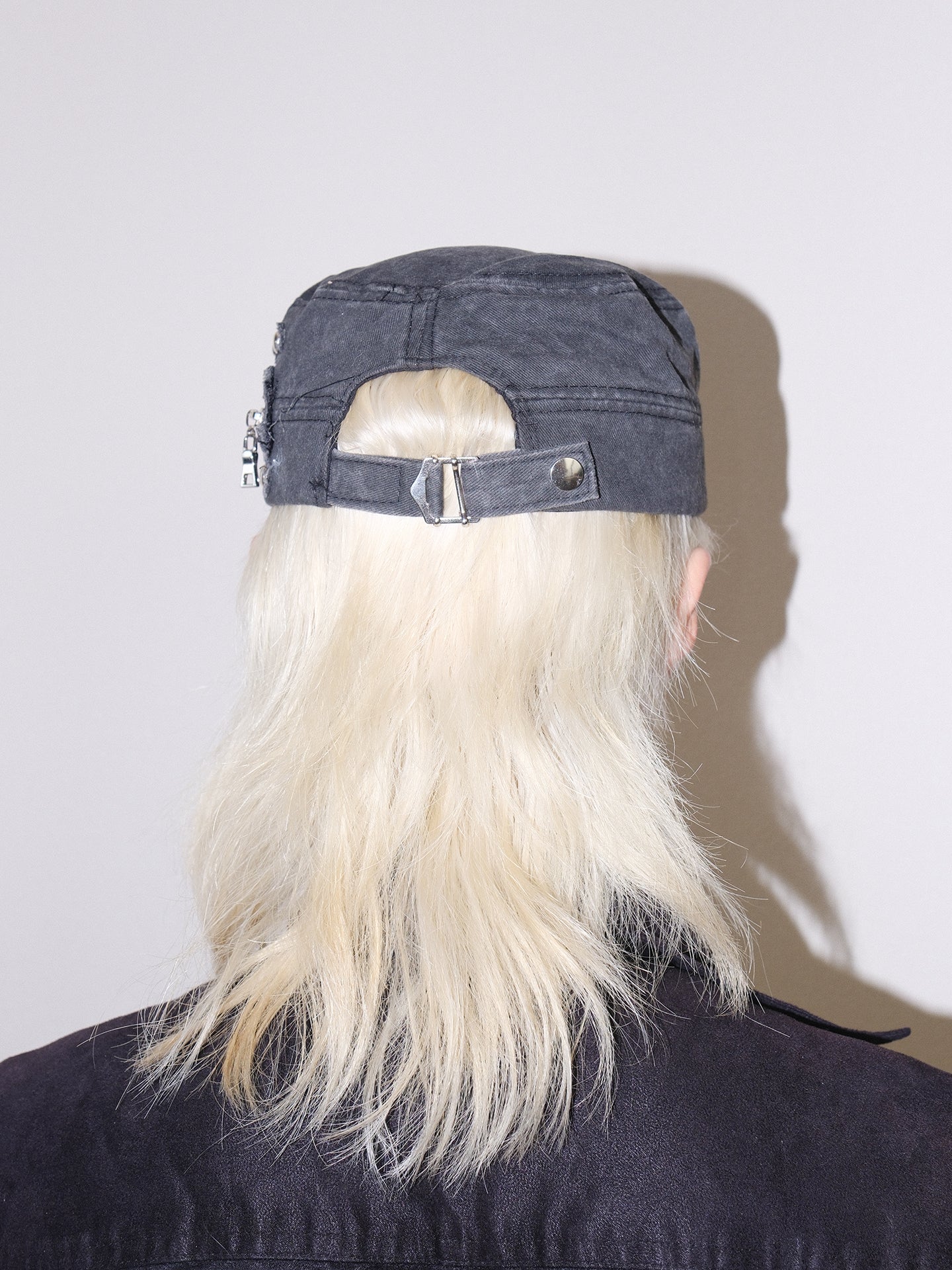 Y2K Metal Zipper Distressed Dad Hat