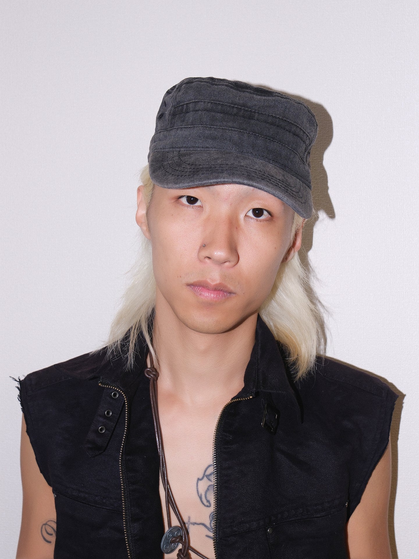 Star Studded Distressed Flat Baseball Cap
