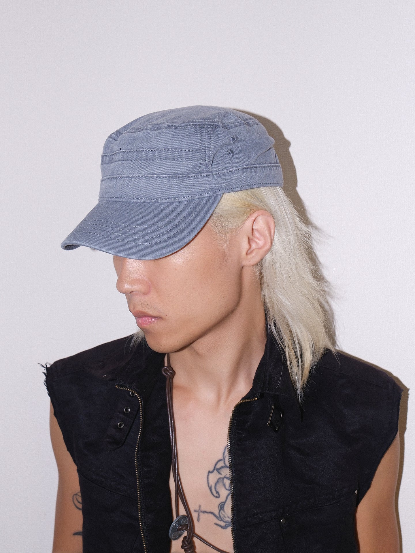 Star Studded Distressed Flat Baseball Cap