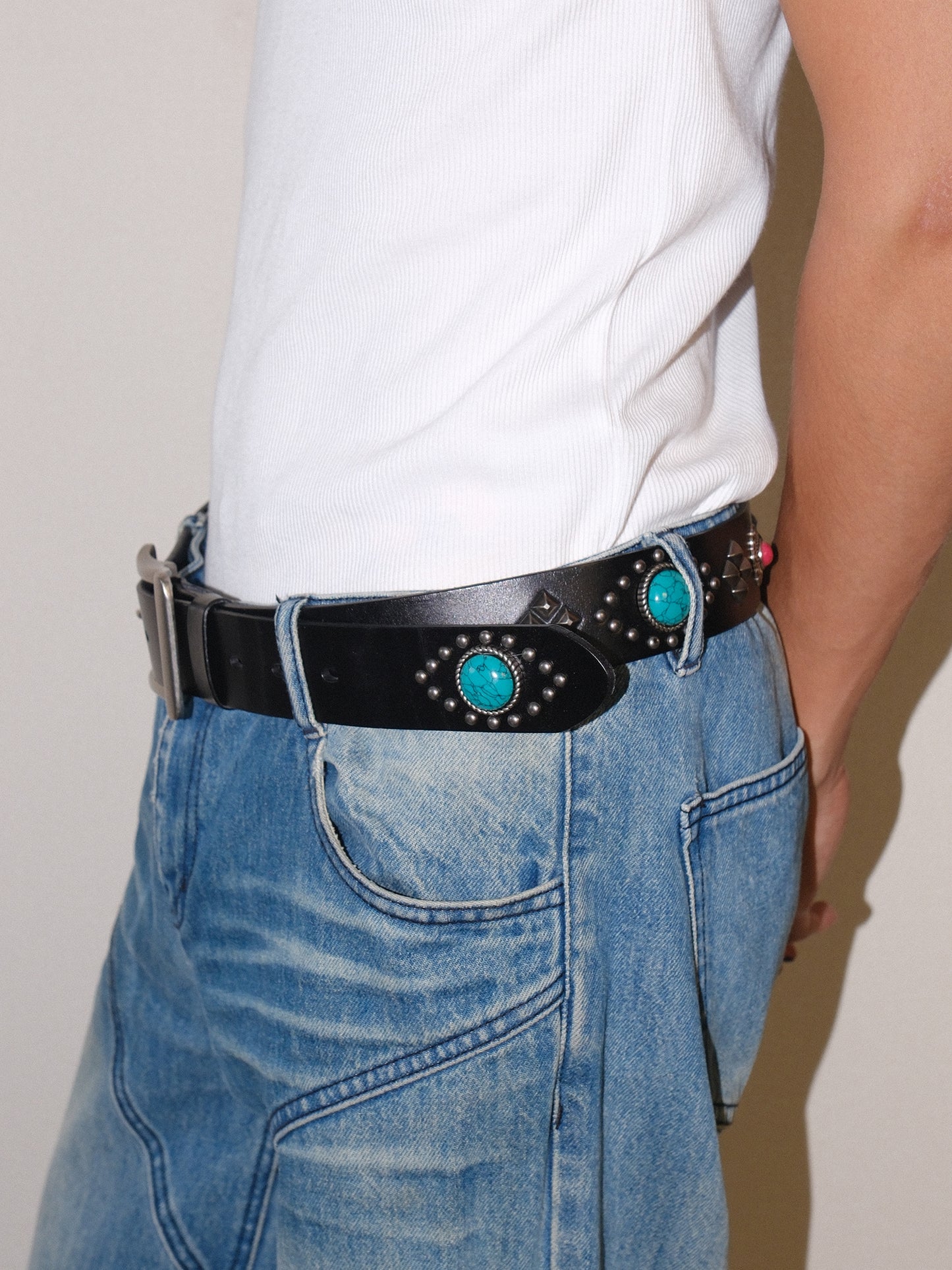 Tribal Studded Leather Belt
