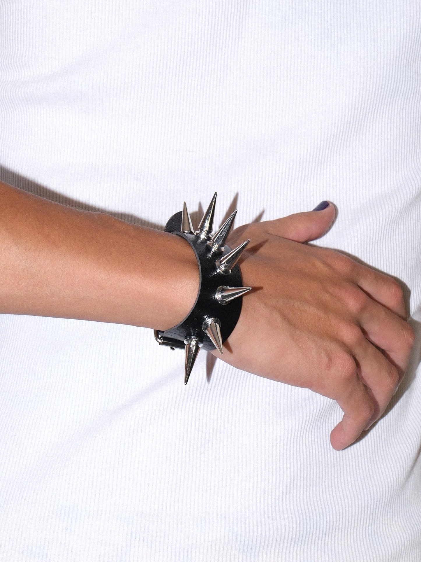 Black  Row Spike Studded Bracelet