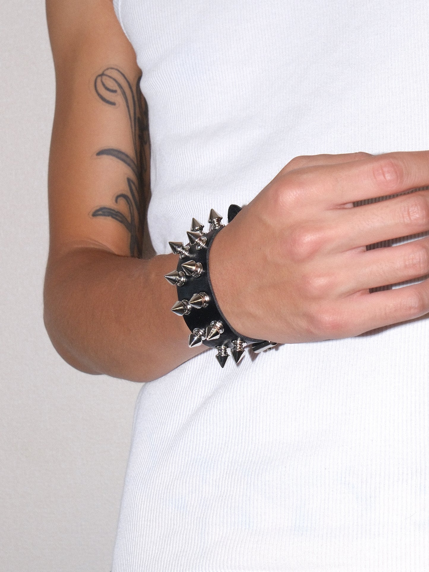 Black  Row Spike Studded Bracelet
