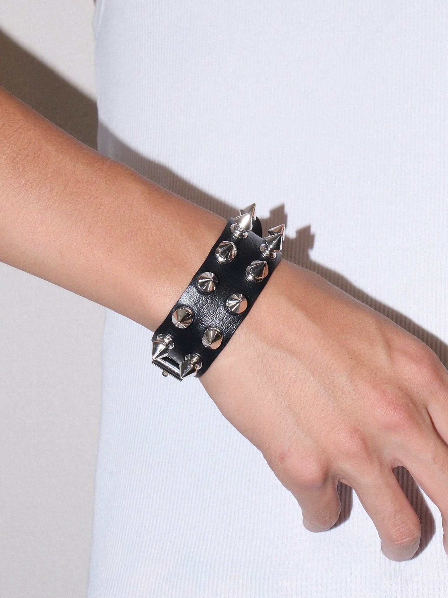 Black  Row Spike Studded Bracelet