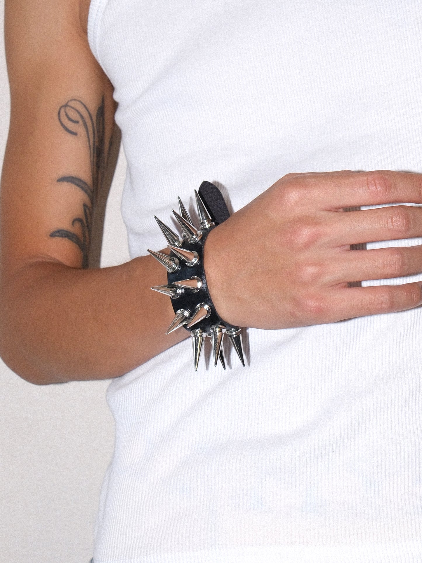 Black  Row Spike Studded Bracelet