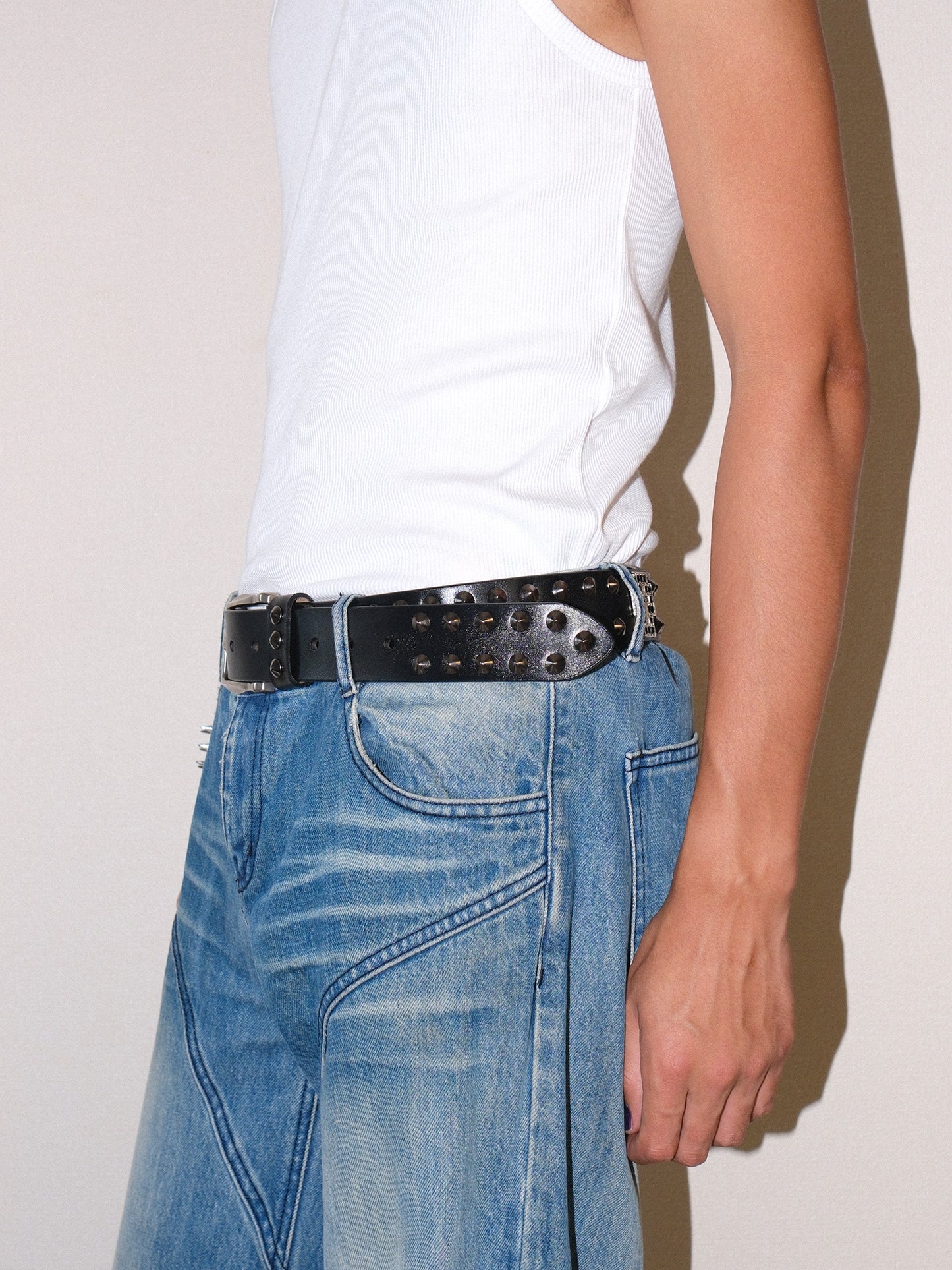 Genuine Leather Cross Rhinestone Studded Belt