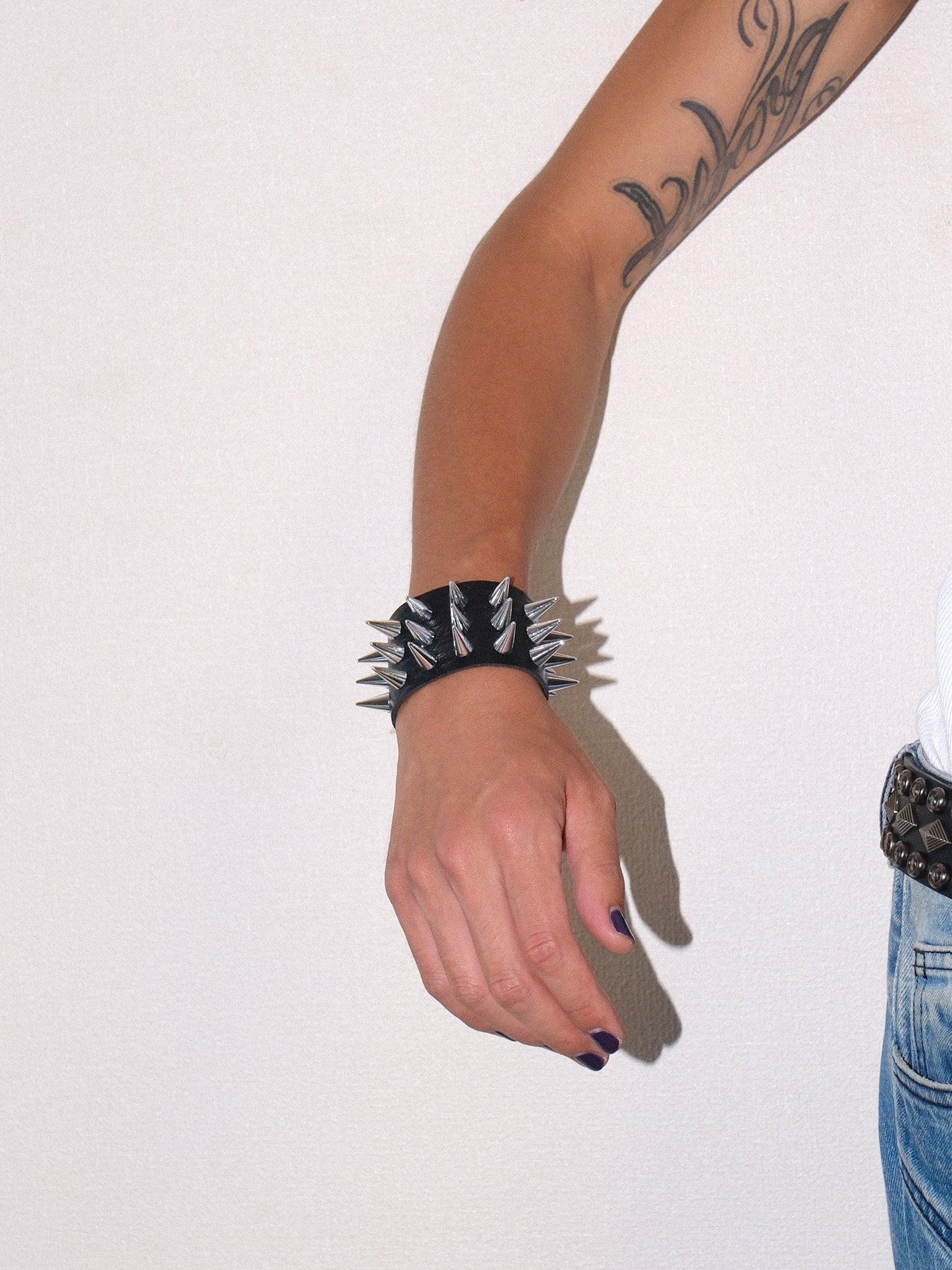 Black  Row Spike Studded Bracelet