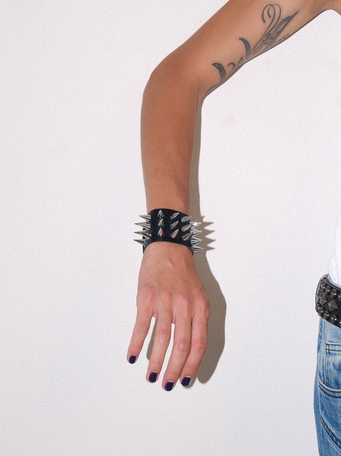 Black  Row Spike Studded Bracelet