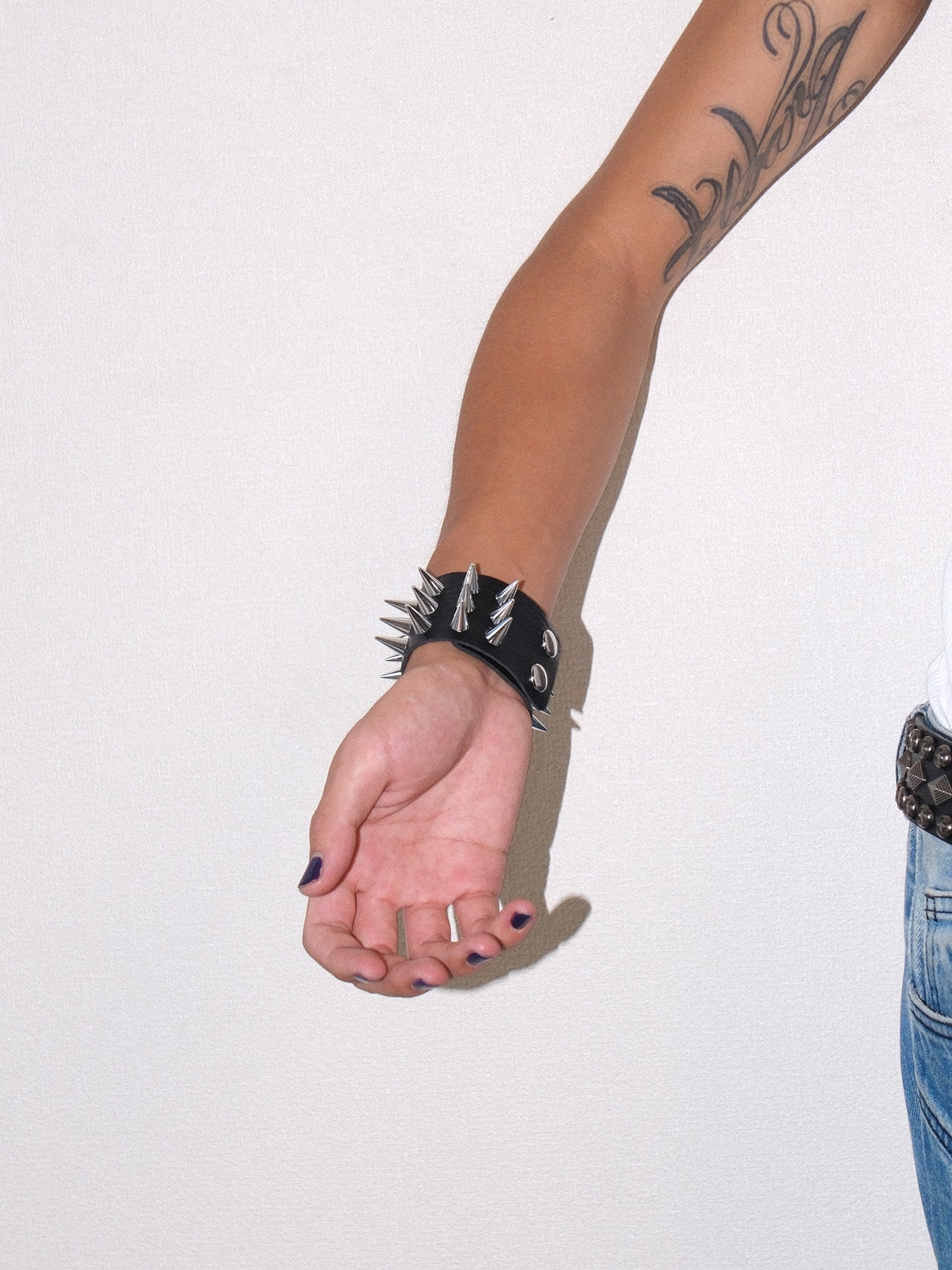 Black  Row Spike Studded Bracelet
