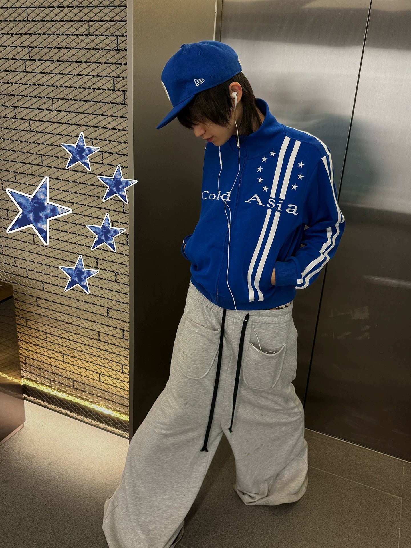 ColdAsia Embroidered White Webbing Cropped Jacket