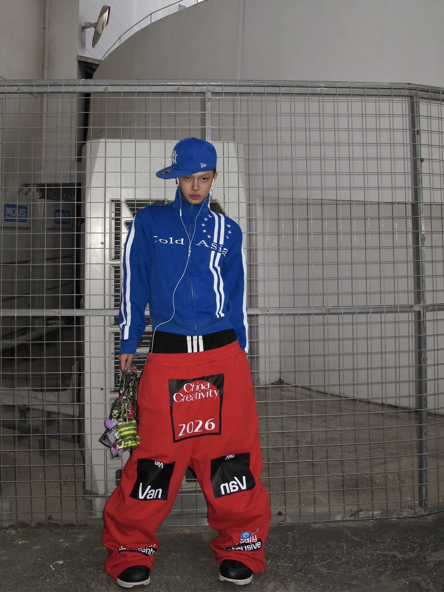 ColdAsia Embroidered White Webbing Cropped Jacket