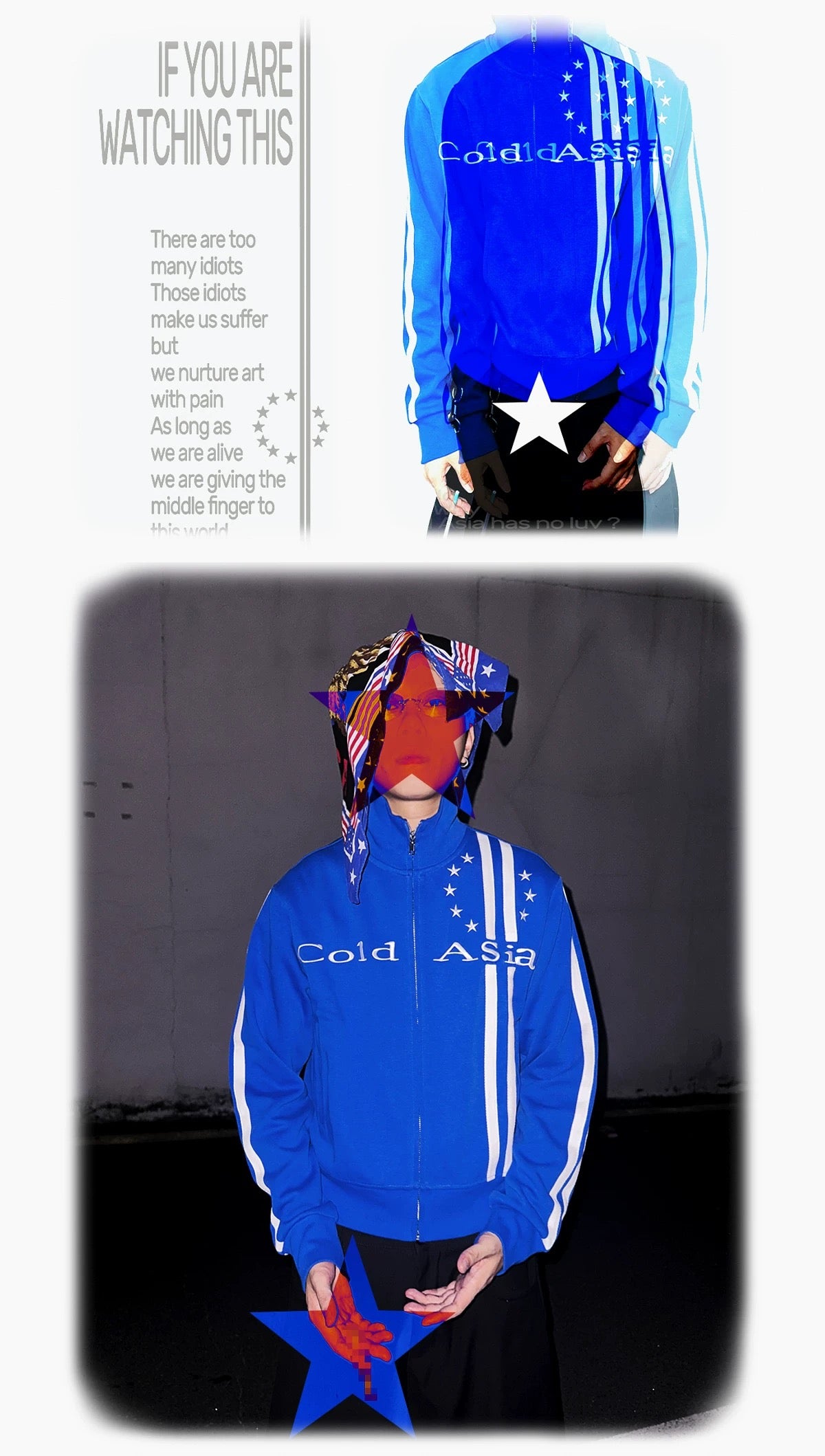 ColdAsia Embroidered White Webbing Cropped Jacket