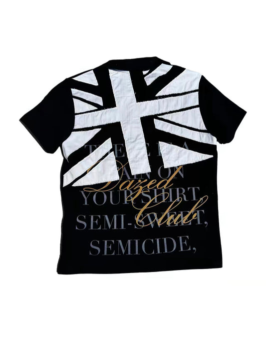 no E mosen Union Jack Patchwork Polo - Punk Streetwear Piqué Cotton Tee