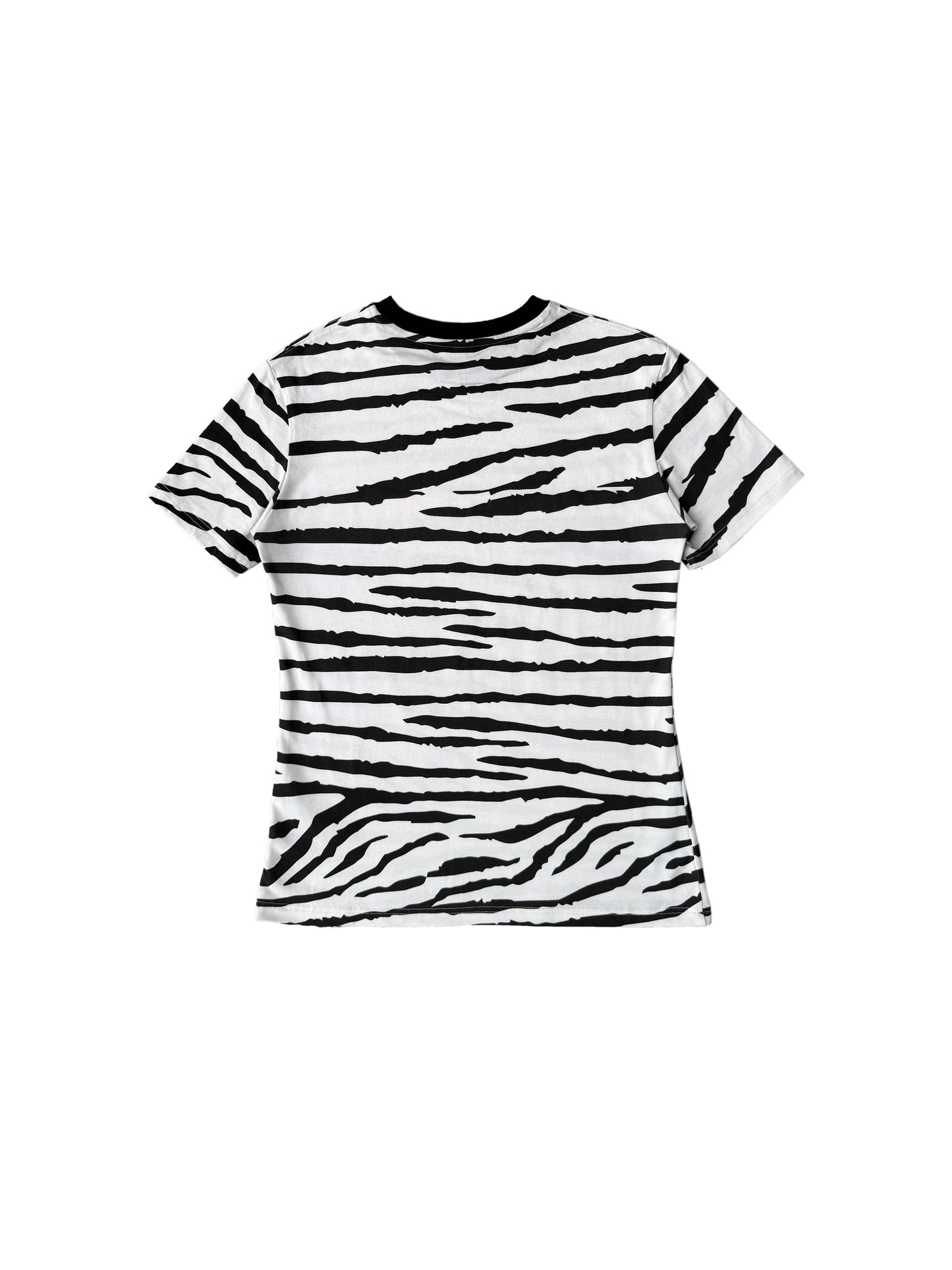 CHAI SS26 「ハグ」ゼブラ柄グリッターTシャツ - スパークルグラフィック 綿100％Tシャツ
