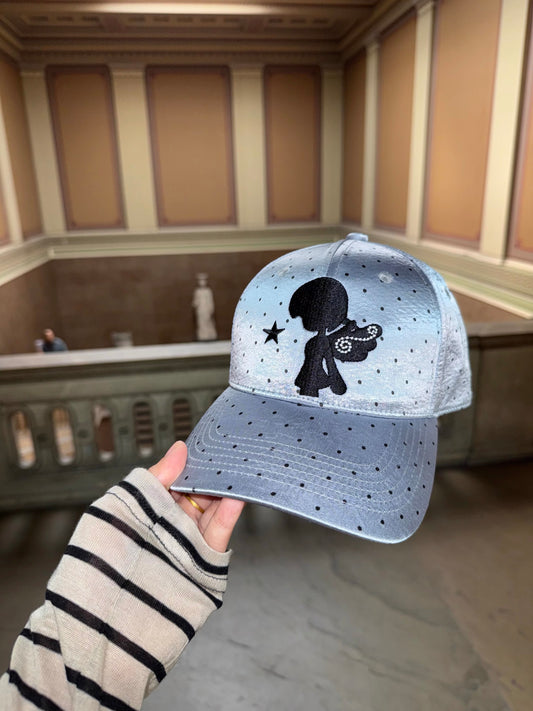 TheNewYouthPark "Star Girl" Satin Cap - Indie Designer Micro Polka Dot Print Hat