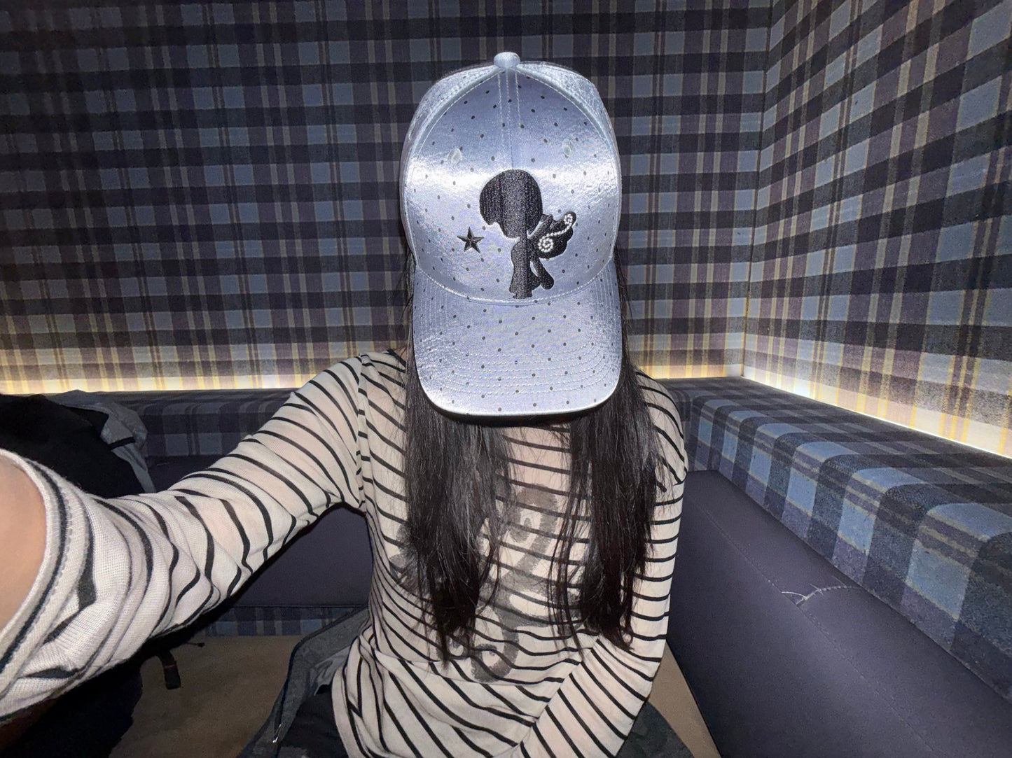 TheNewYouthPark "Star Girl" Satin Cap - Indie Designer Micro Polka Dot Print Hat
