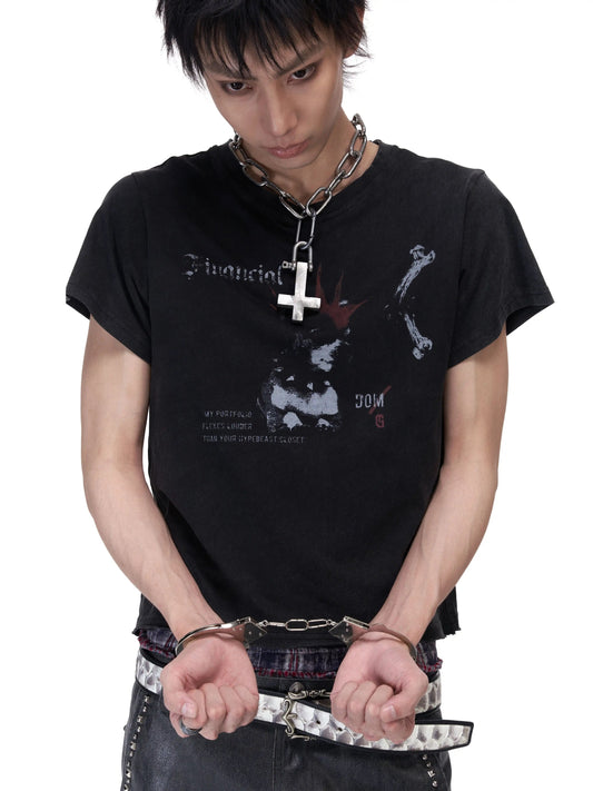 軽量ウォッシュコットン ドッググラフィックTシャツ