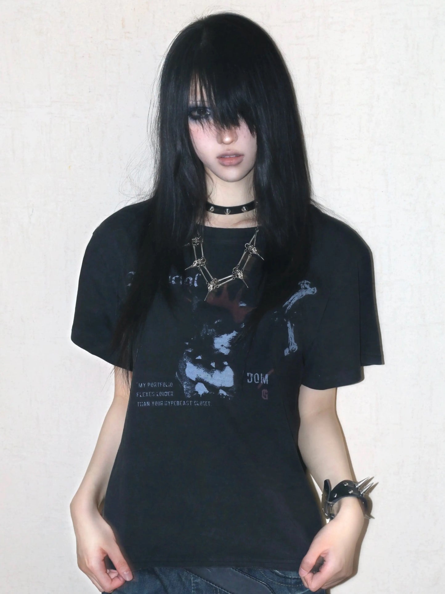 軽量ウォッシュコットン ドッググラフィックTシャツ