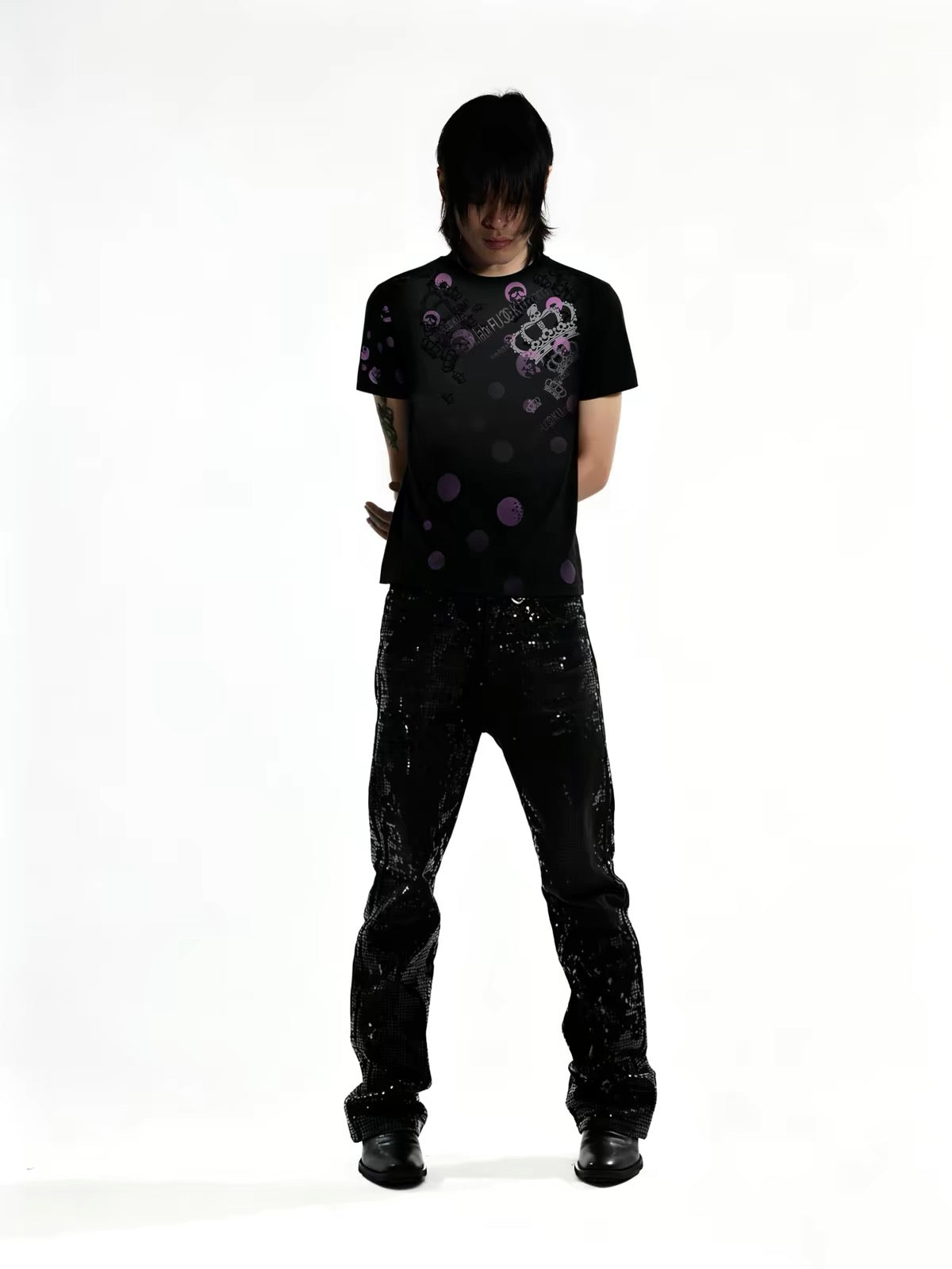 Night Lab Y2K Crown Polka Dot Tee - Unisex Soft Grunge Lightweight Fitted Shirt