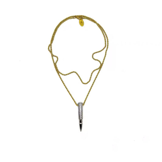 Unisex Layered Silver Bullet Gold Chain