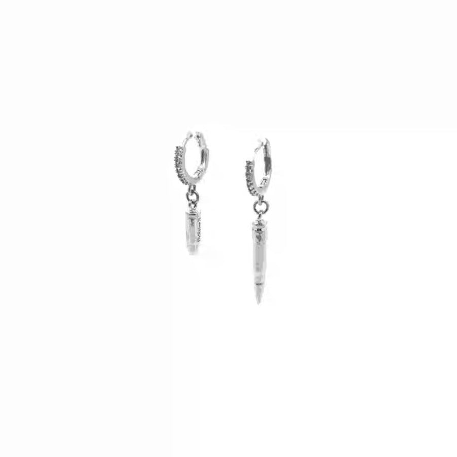 Unisex Zircon Bullet Hoop Earrings