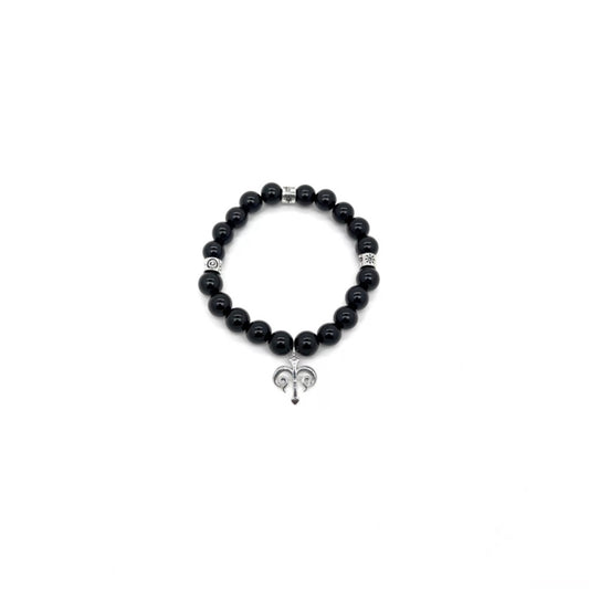 Unisex Obsidian Trident Lucky Bracelet