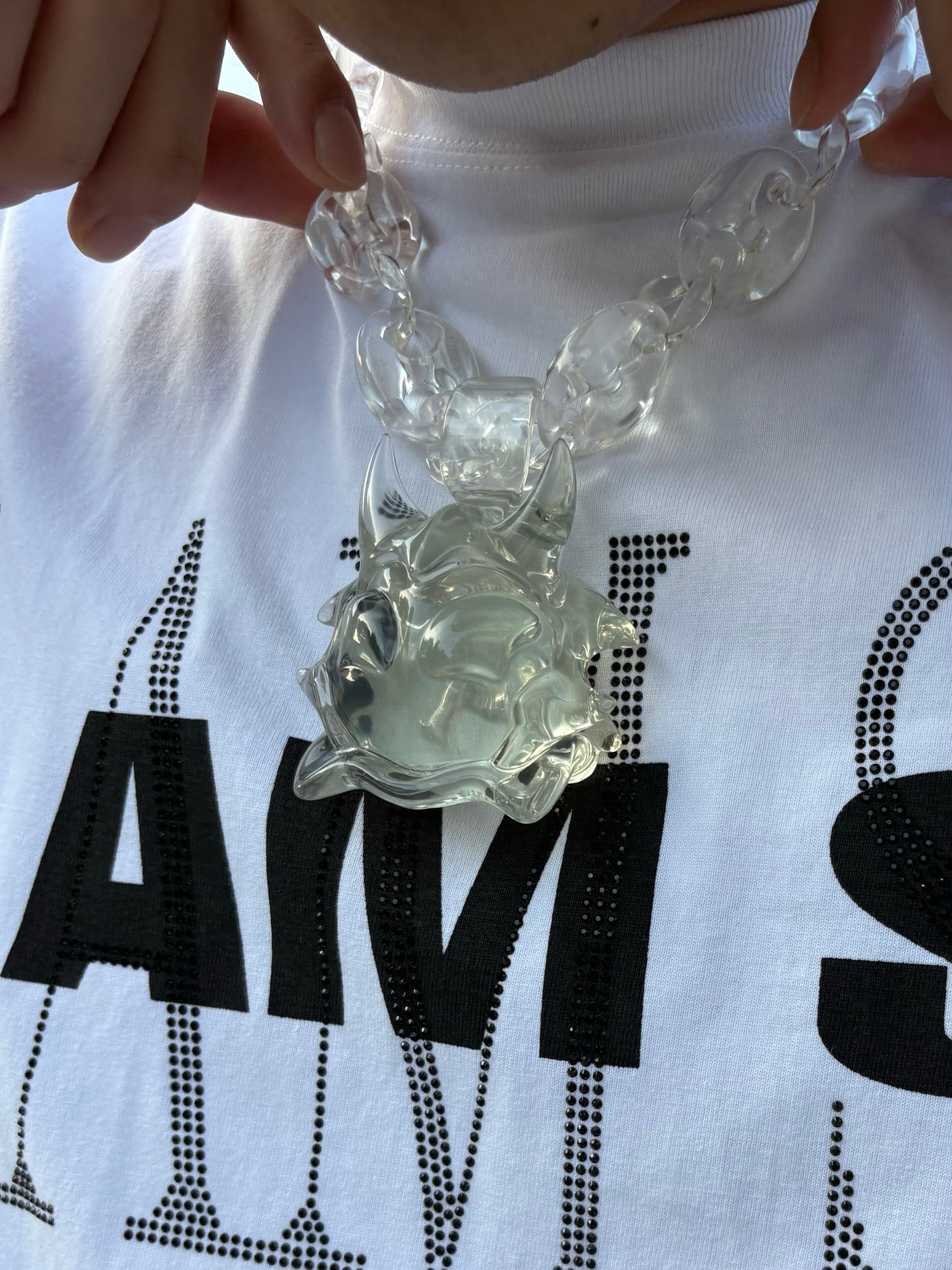 3D Resin Transparent Monster Pendant Necklace