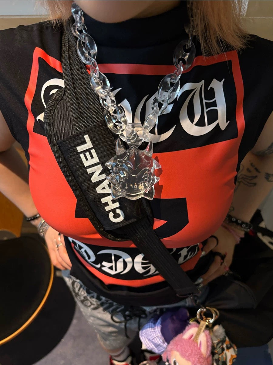 3D Resin Transparent Monster Pendant Necklace