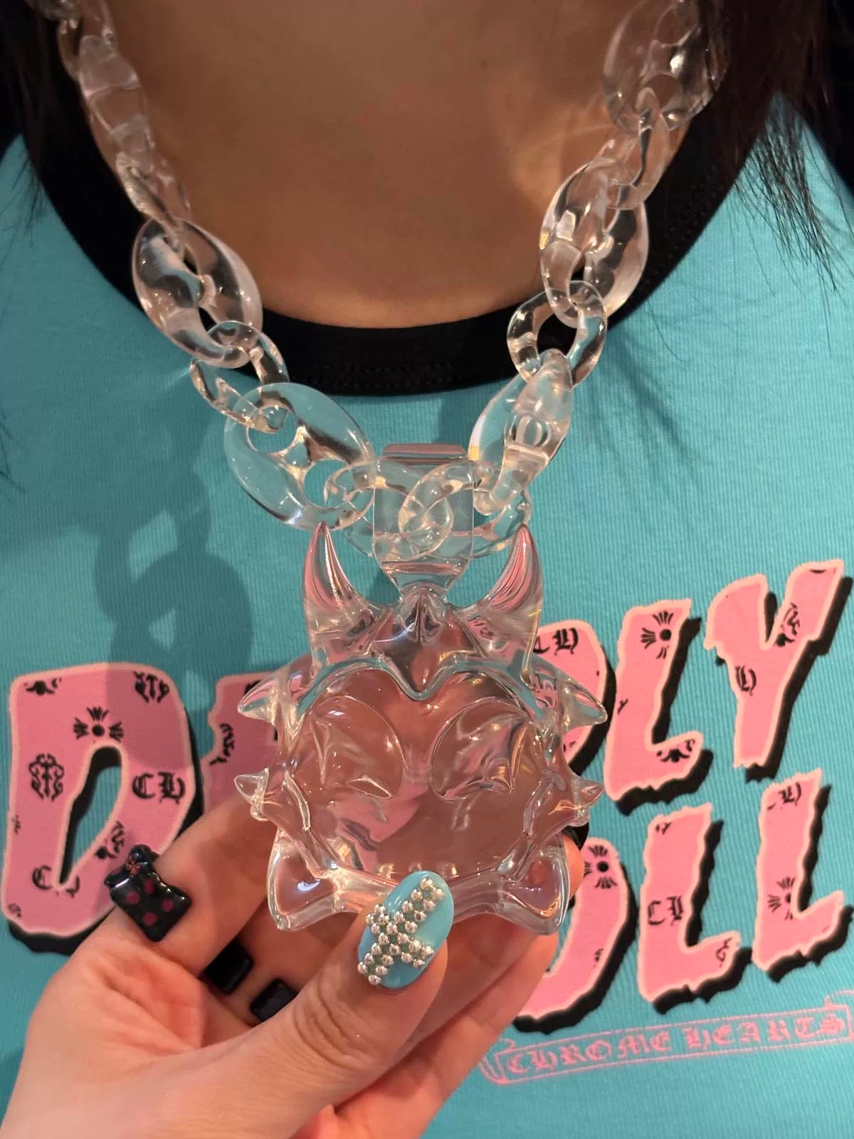 3D Resin Transparent Monster Pendant Necklace