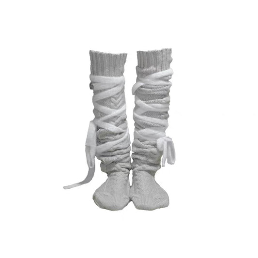 Tie-Up Wool Scrunch Socks