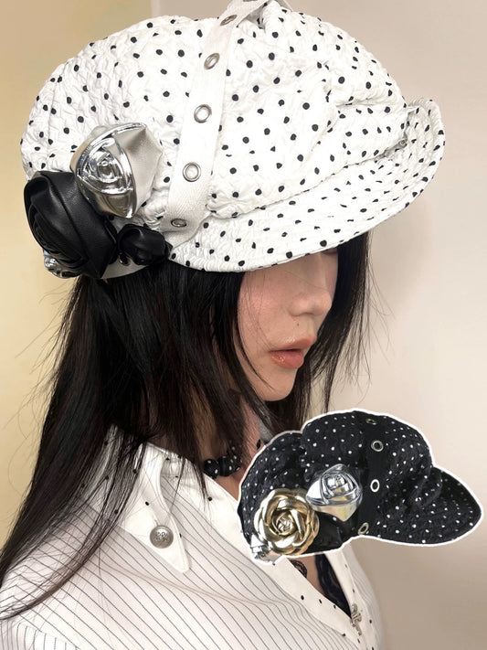 Puffy Cloud Adjustable Polka Dot Beret