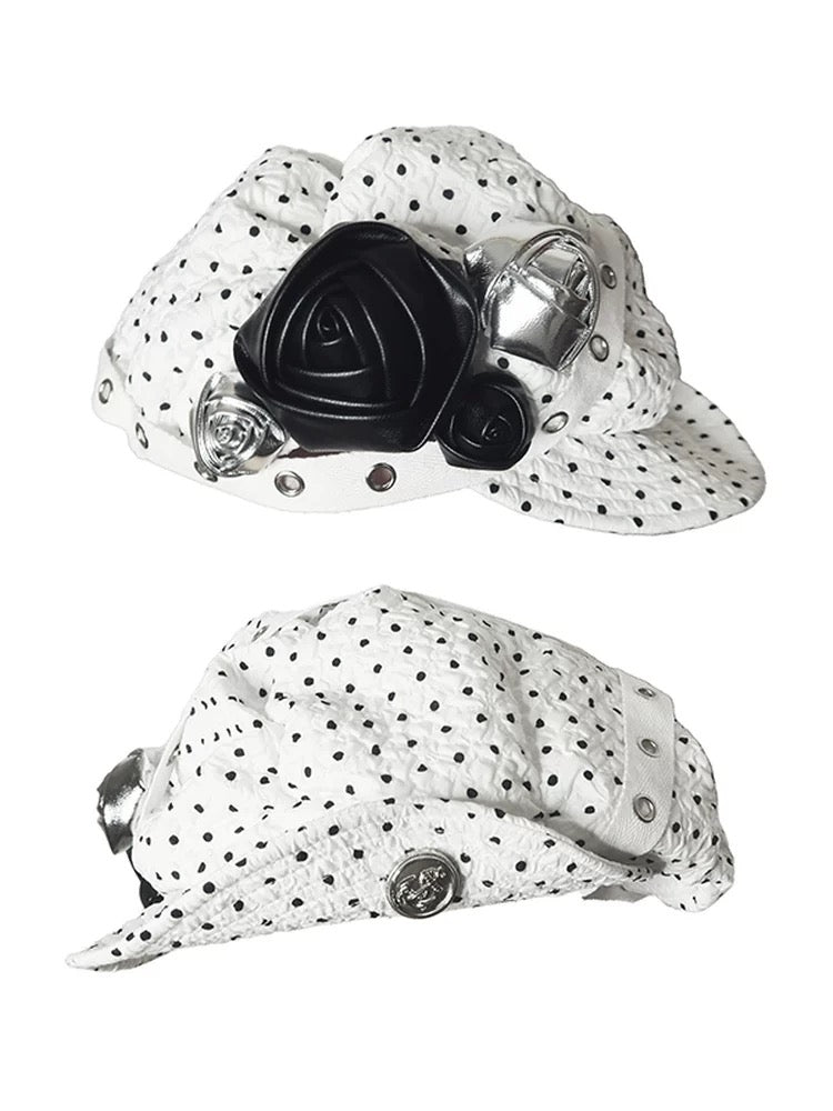 Puffy Cloud Adjustable Polka Dot Beret