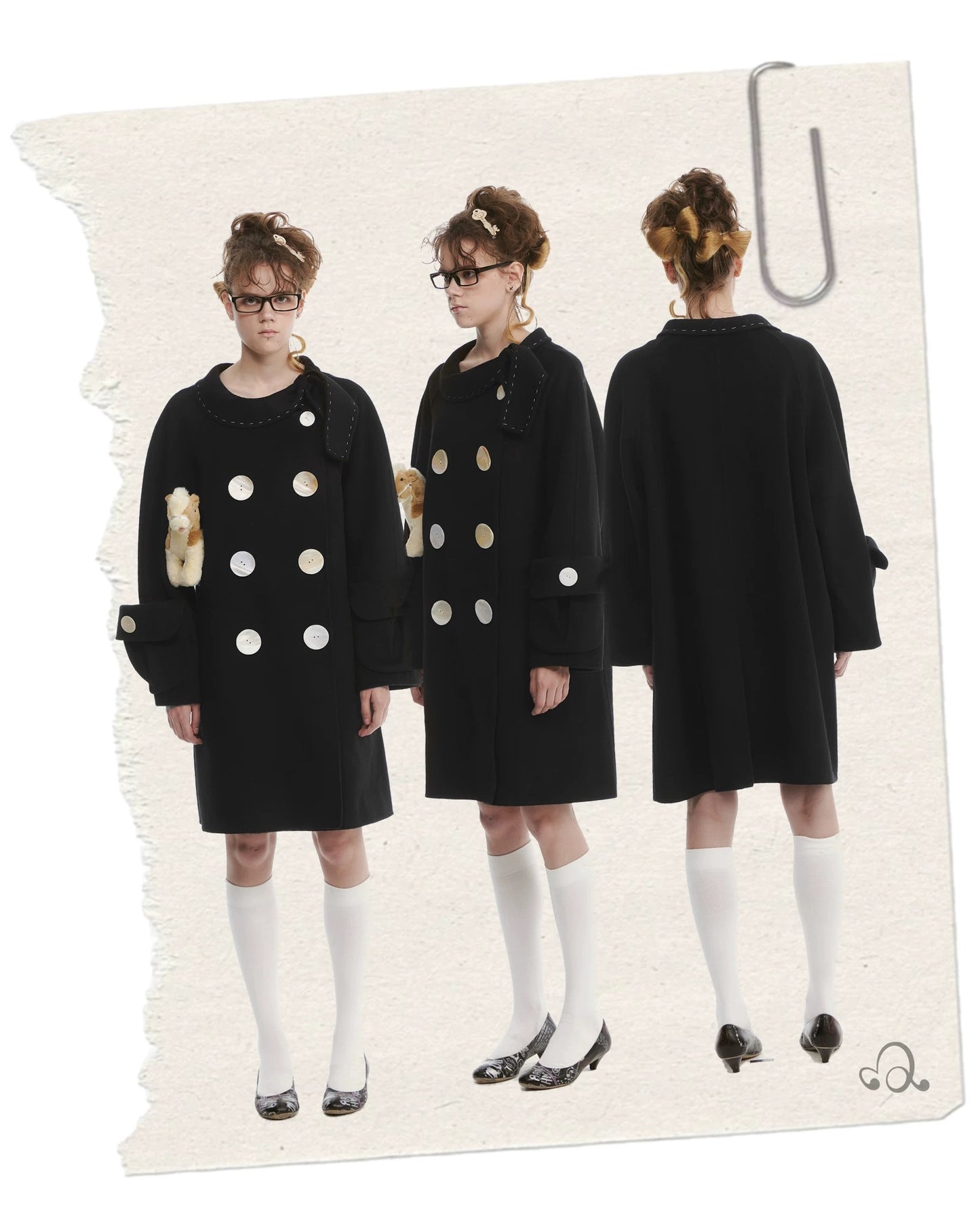 Handcrafted Wool Oversized Coat with Shell Buttons