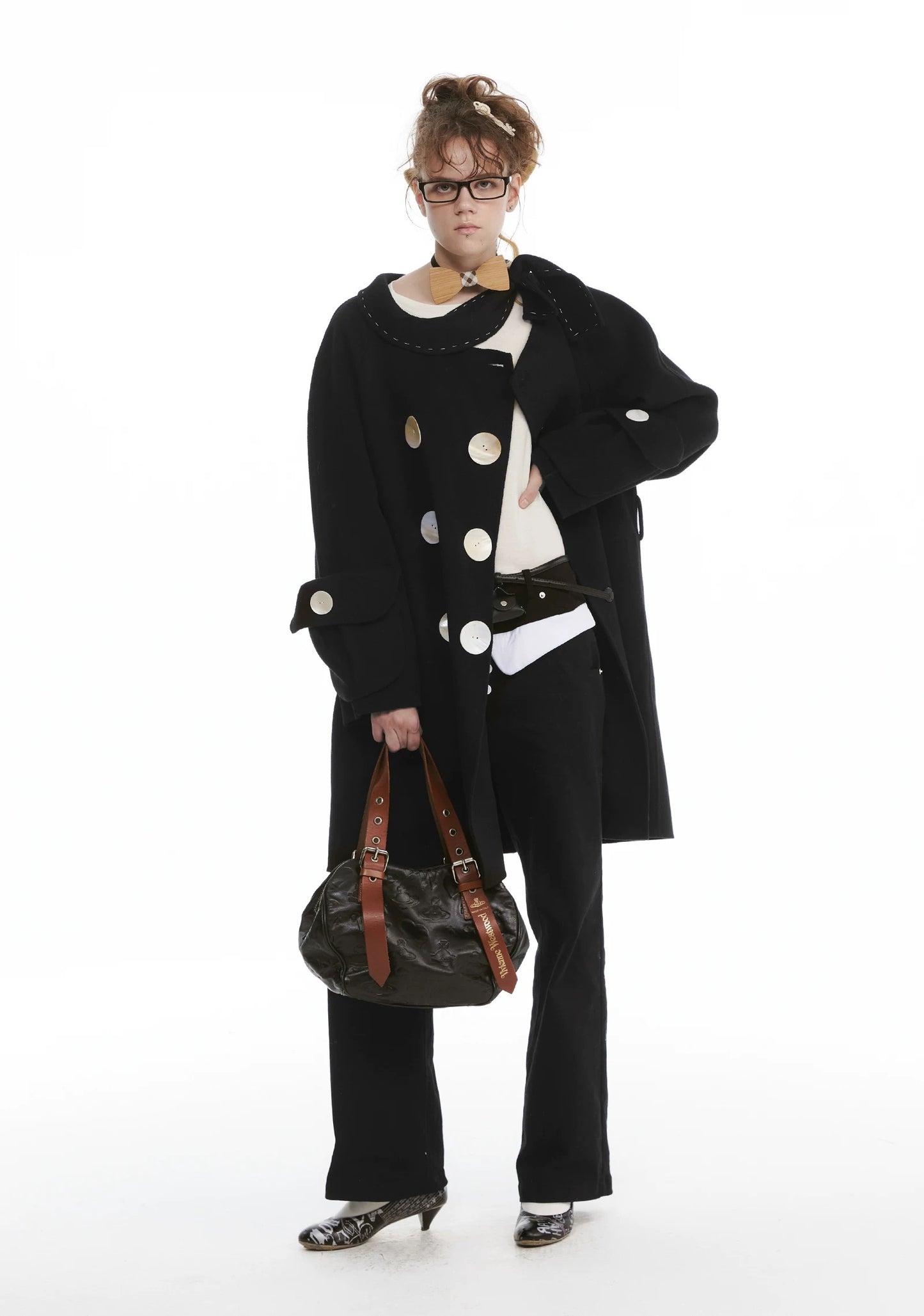 Handcrafted Wool Oversized Coat with Shell Buttons