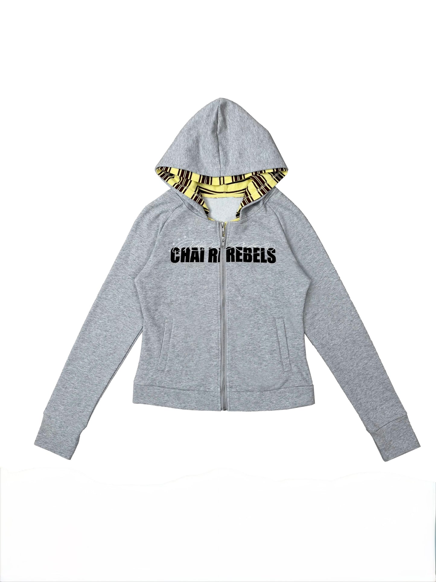 Star Embroidery Contrast Stripe Zip-Up Hoodie