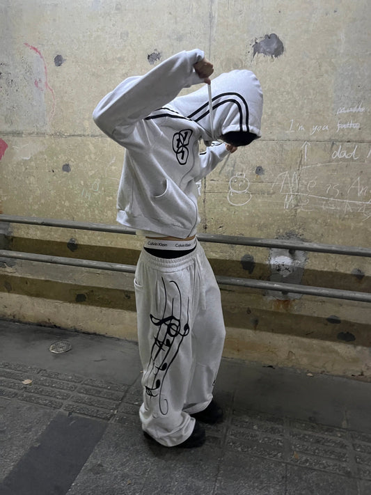 Music Note Embroidery Streetwear Sweatpants