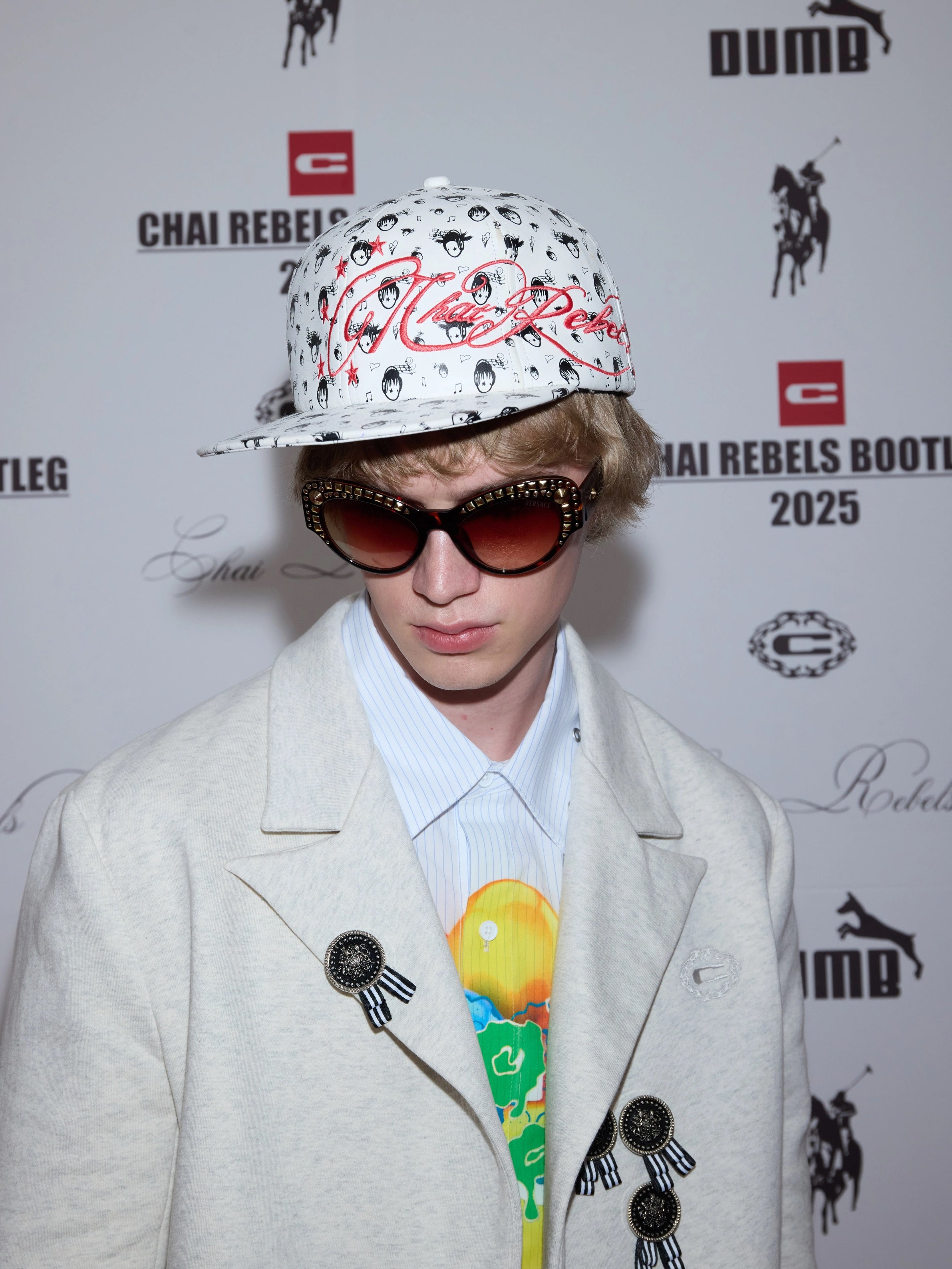 3D刺繍ミュージックプリントレザーフラットキャップ