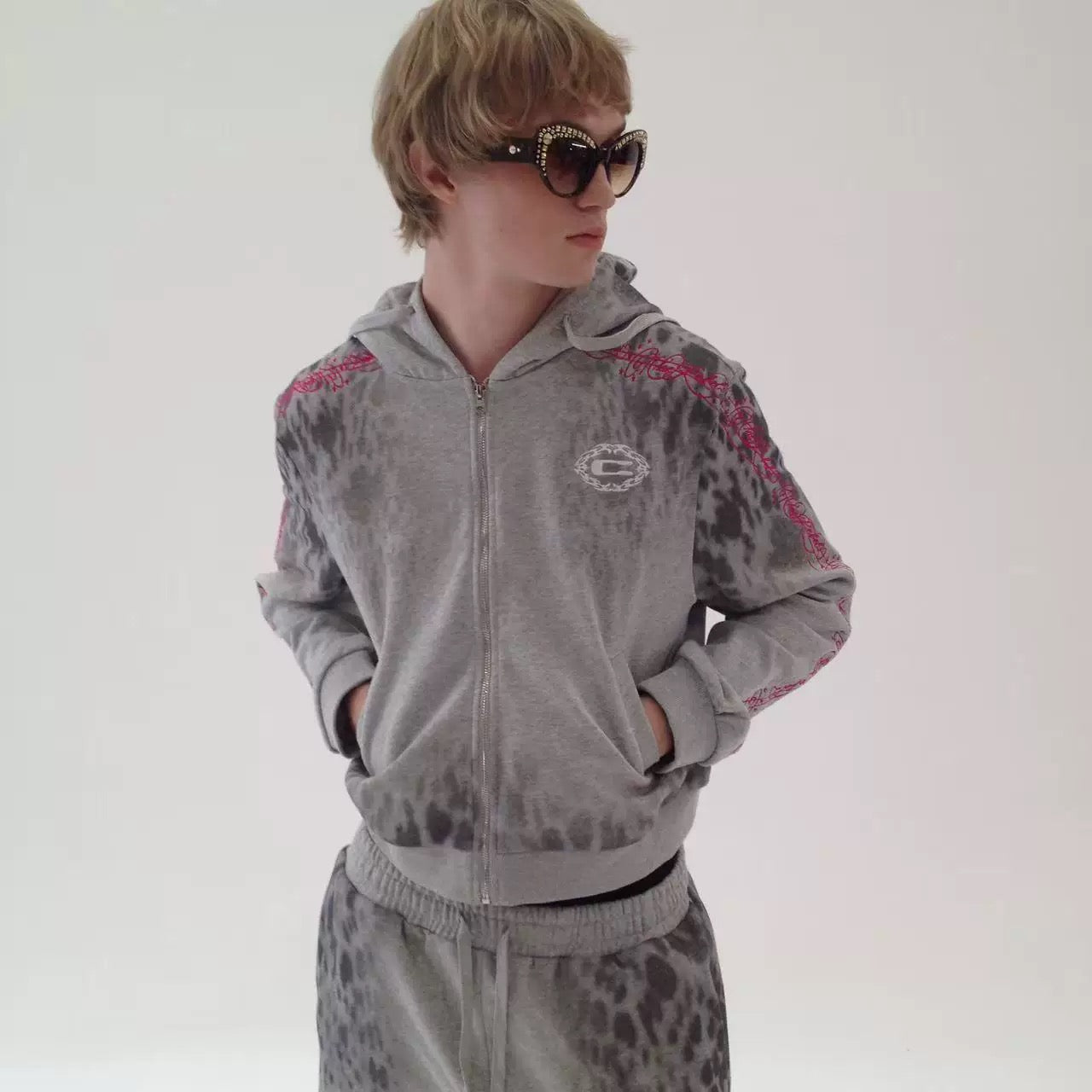 C Logo Leopard Print Star Embroidery Jacket