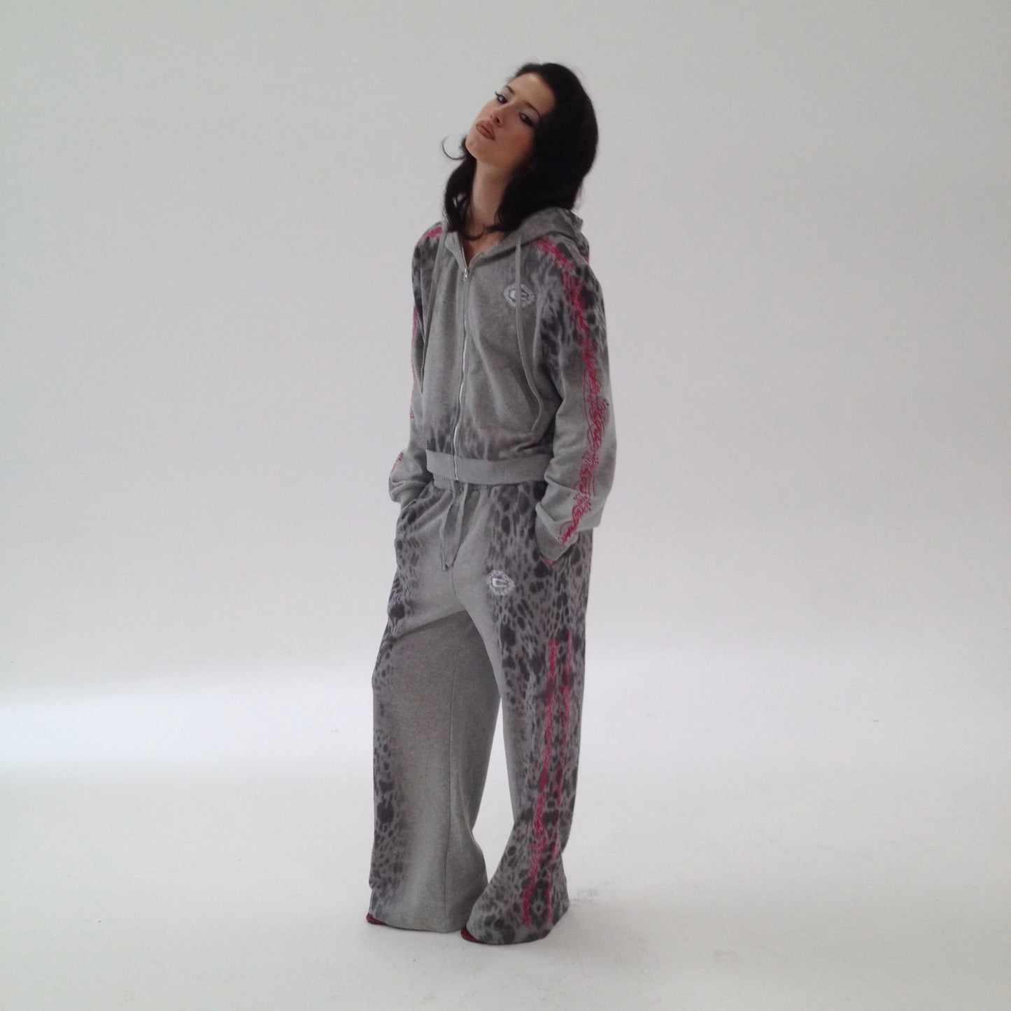 C Logo Leopard Print Star Embroidery Jacket