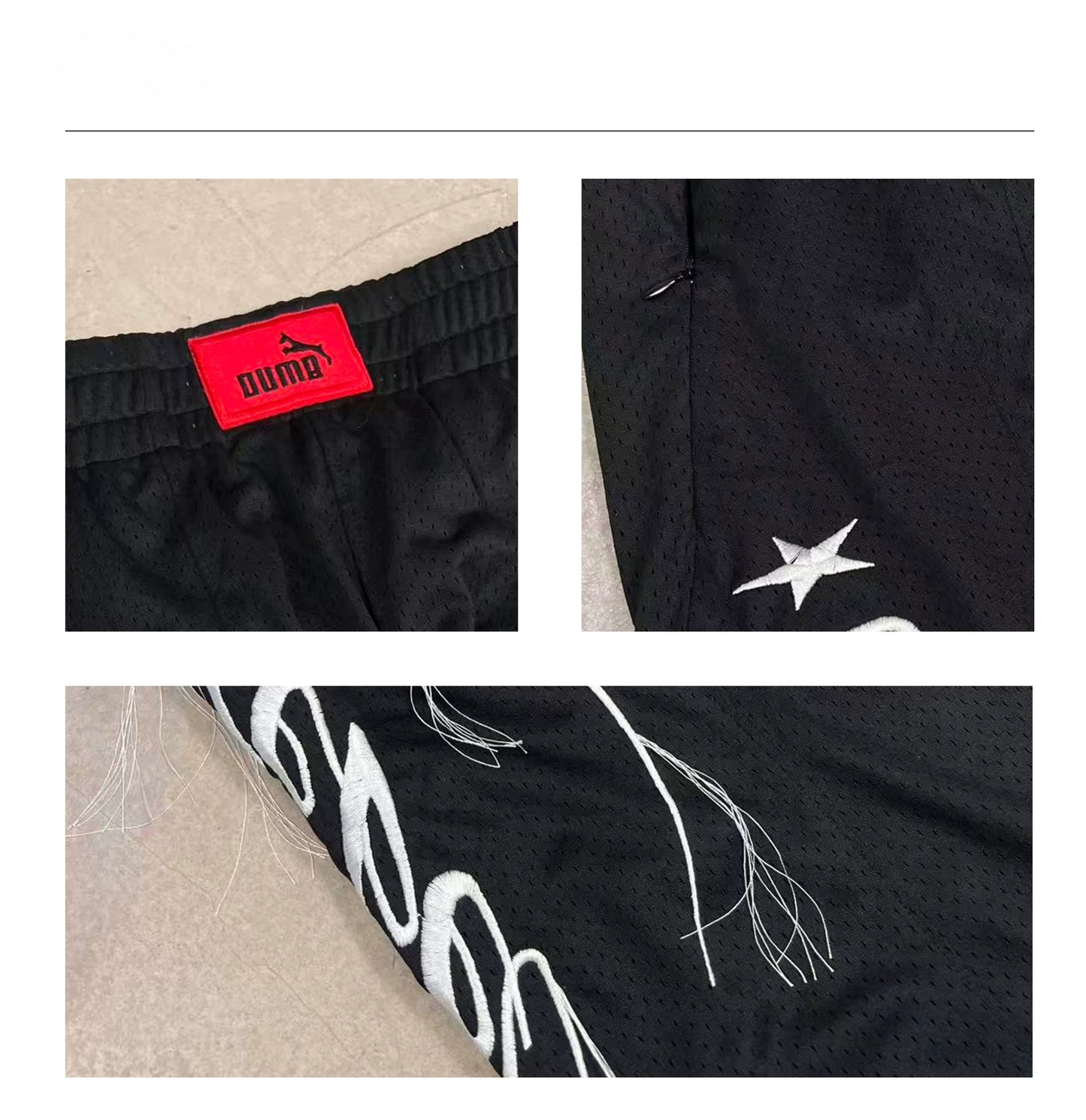 Multi-Panel Fringe Embroidery Mesh Track Pants