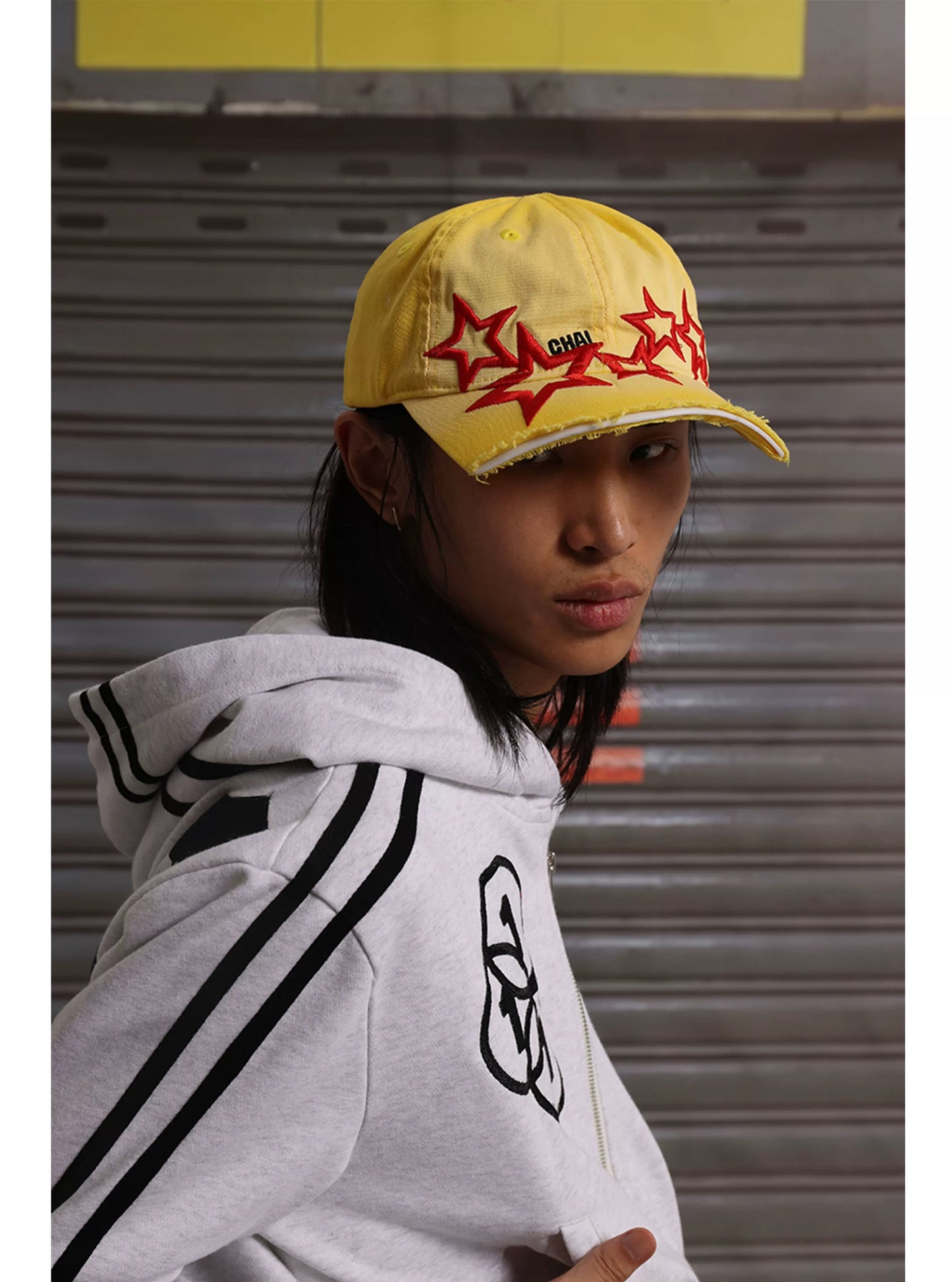 Yellow Five-Star Washed Cut Brim Cap