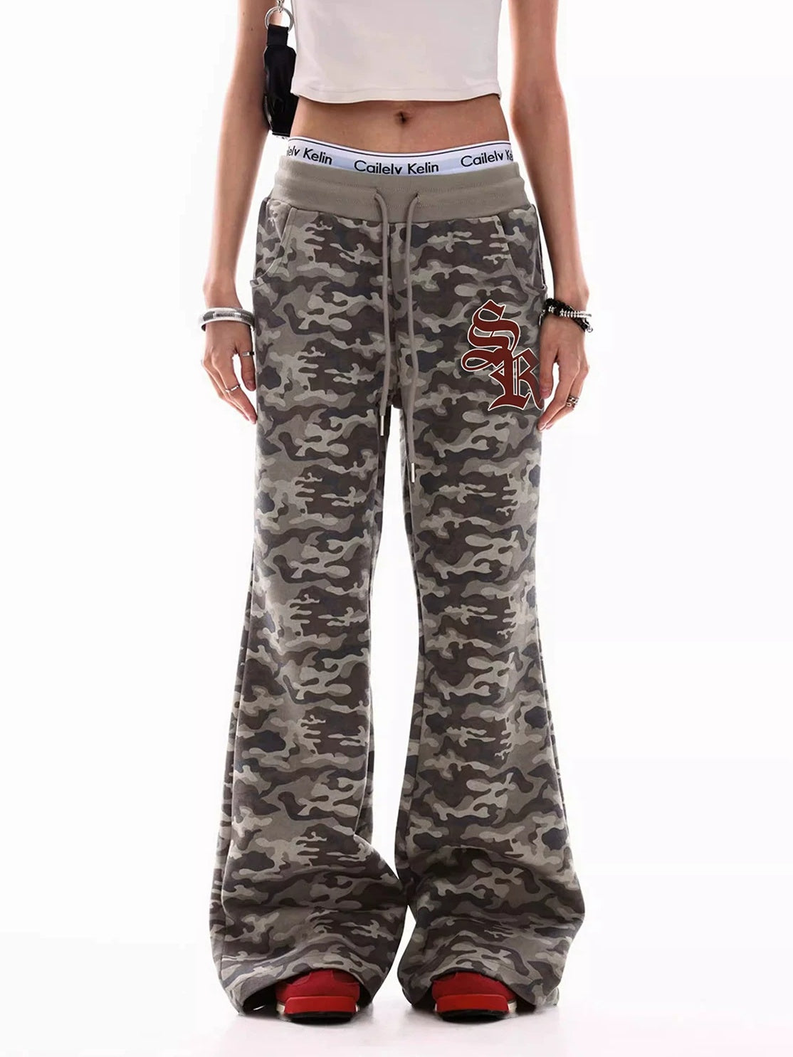 0123Start Camo Flared Sweatpants - front standing